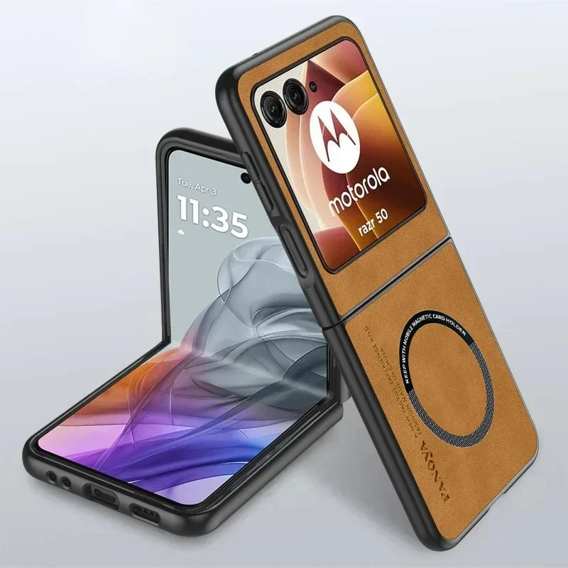 Luxuriöse Schafsleder-Flip-Handyhülle für Motorola Moto Razr 70 Ultra 60 50 40 Razr Ultra 2026 2025 2024 2023 Magnetische Abdeckung – Detail 9