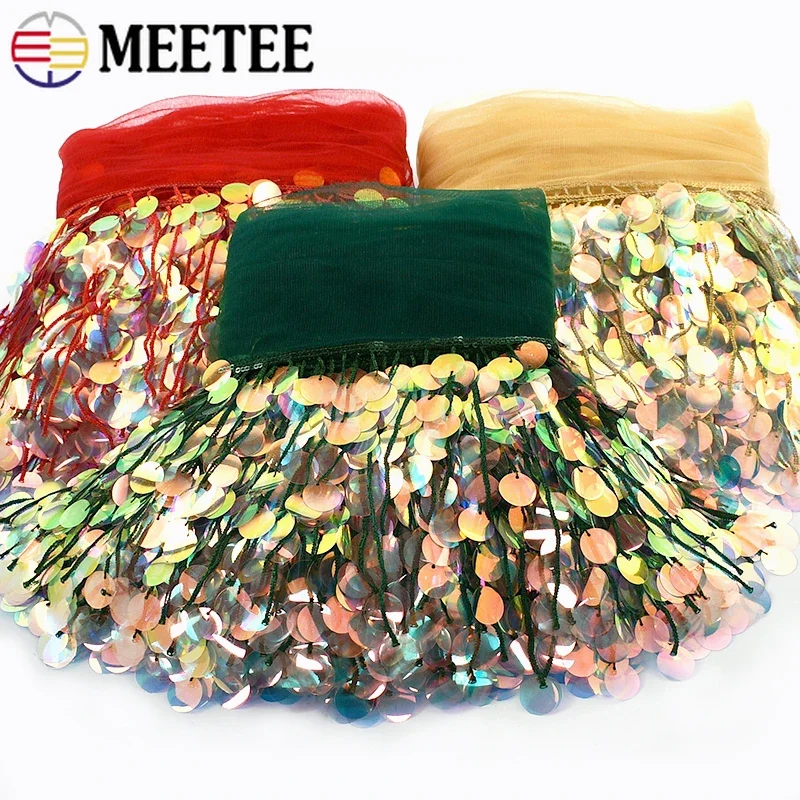 

3Yards 17cm Sequins Beaded Sewing Tassel Fringe Decorative Trimmings Stitching Clothes Dresses Lace Trim Fringes DIY Accessories