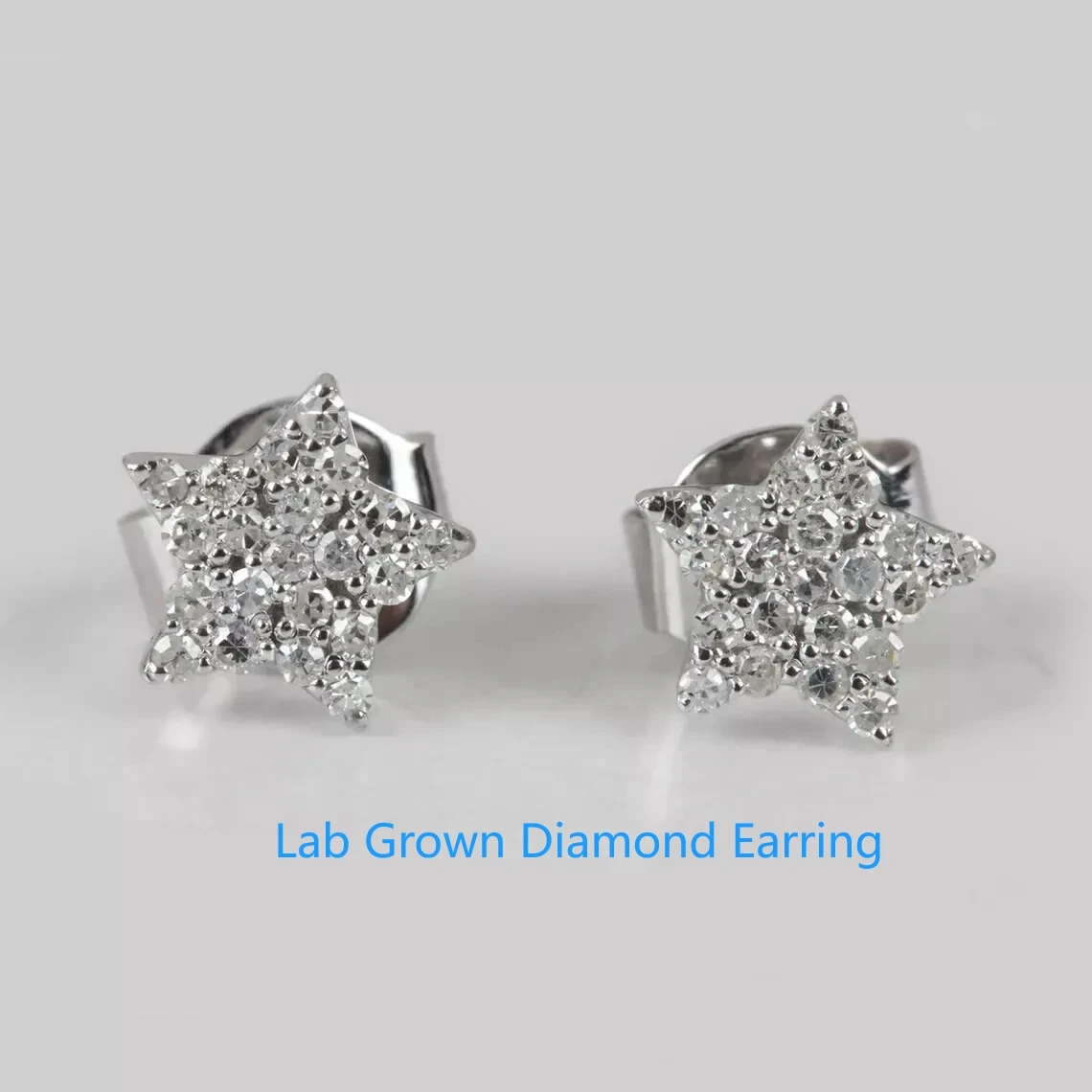 0.31 CTw Round Cut HPHT Lab Grown Diamond DEF VS-VVS Star Stud Earrings Solid 14k White Gold Wedding Earrings For Women