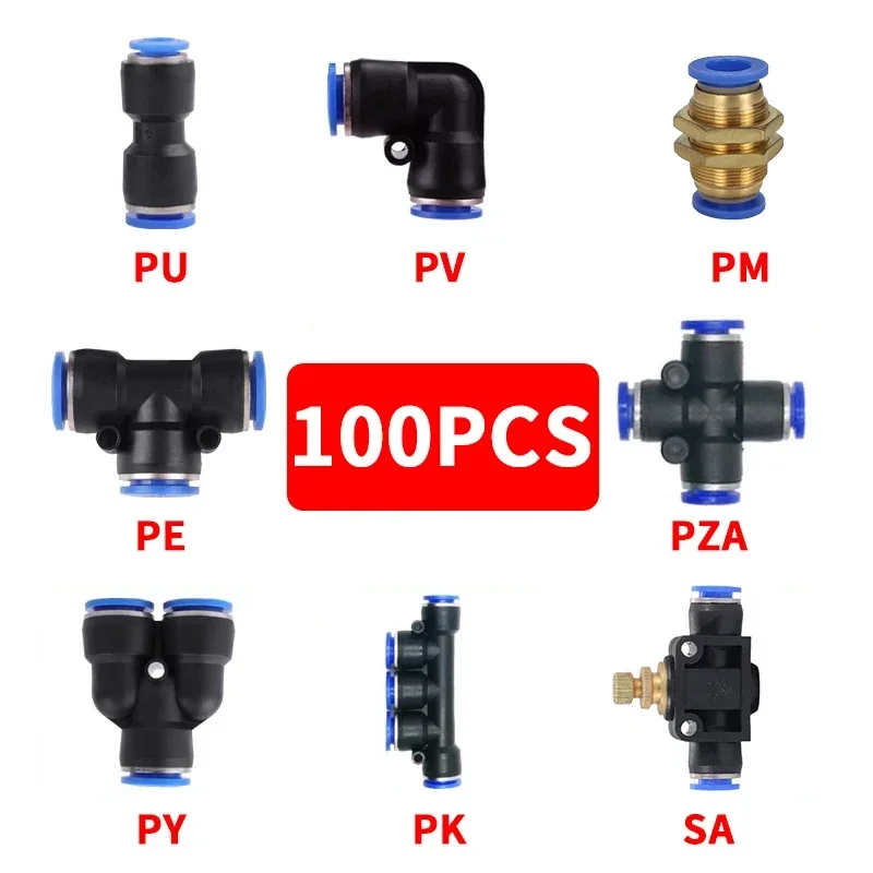 

PE PV PU PK PZA PY PM Pneumatic Fittings Pipe Connector Tube Air Hose Quick Release Fitting 4 6 8mm 10mm 12mm 16mm