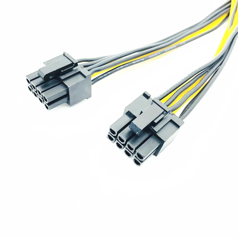 20cm gpu 8pin para 2*8pin (6 + 2) cabo de alimentação da placa gráfica para mineração de mineiro duplo pci-e pcie 8 pinos cabo divisor de fonte de alimentação