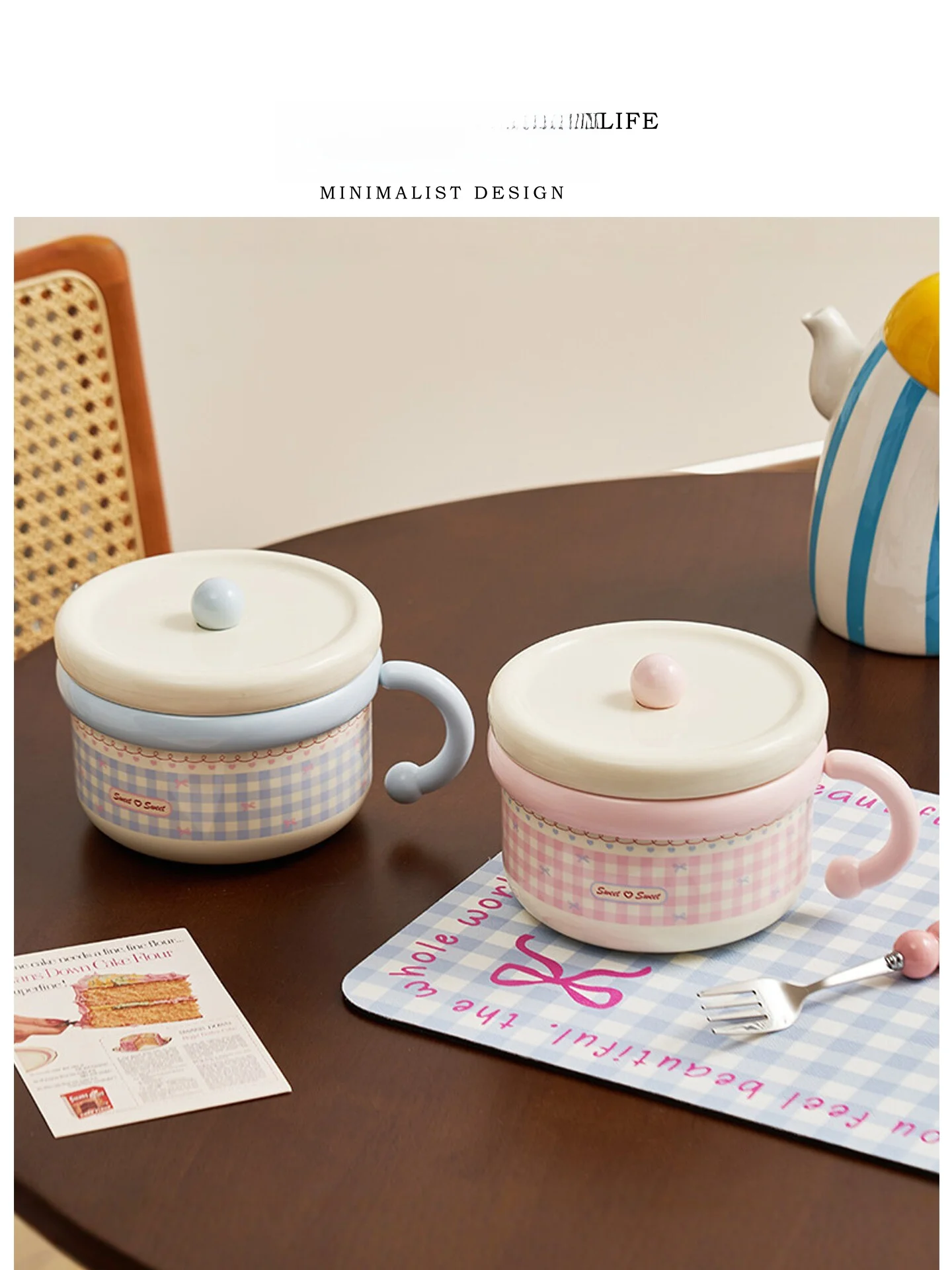 

Tlife Милая большая миска для лапши из нержавеющей стали 304 с крышкой и ручкой, высокая эстетическая ценность, мультяшный стиль, для домашнего использования