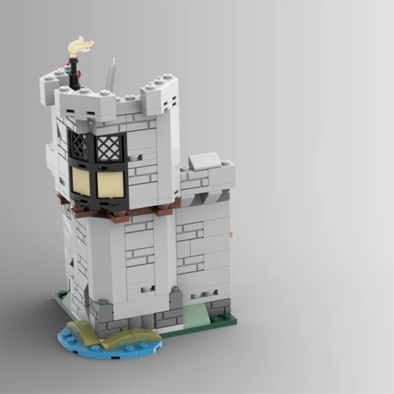 MOC architecture médiévale cheval chevalier château version étendue modèle bricolage assemblage bloc de construction jouet cadeau d'anniversaire pour enfants