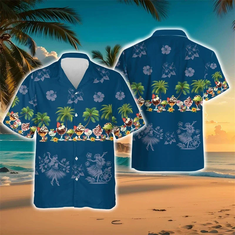 Summer Hawaiian 3D Printed TropicalHula Shirts Night Party Graphic Short Shirts For Men Kid Fashion Shirts Blouses Clothing Top