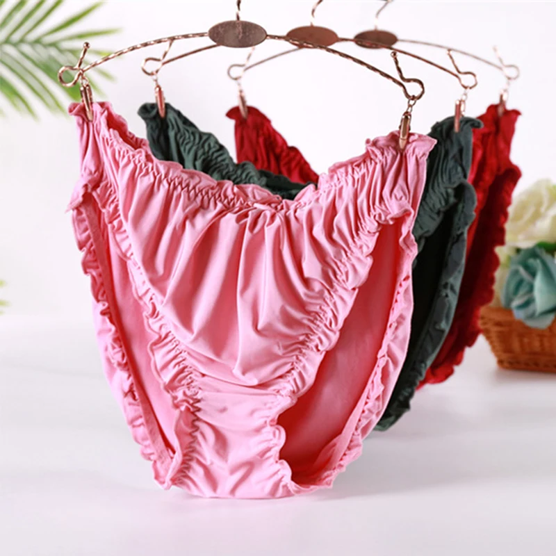 Large Size Mid Waist Panties For Women Ladies Breathable Underwear Briefs Elastic Comfortable Sexy Ruffles Underwear Lingerie