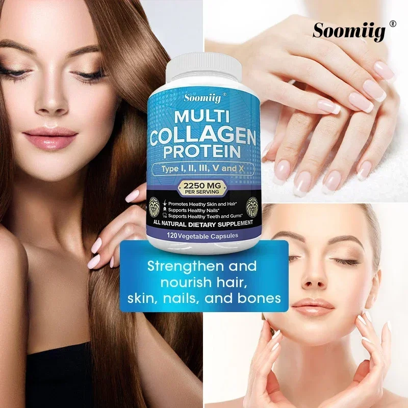 Collagen 2250mg Hydrolyzed Collagen Type 5 Healthy Formula Dietary Supplement Hair Skin Nails Teeth Overall Health Gluten Free