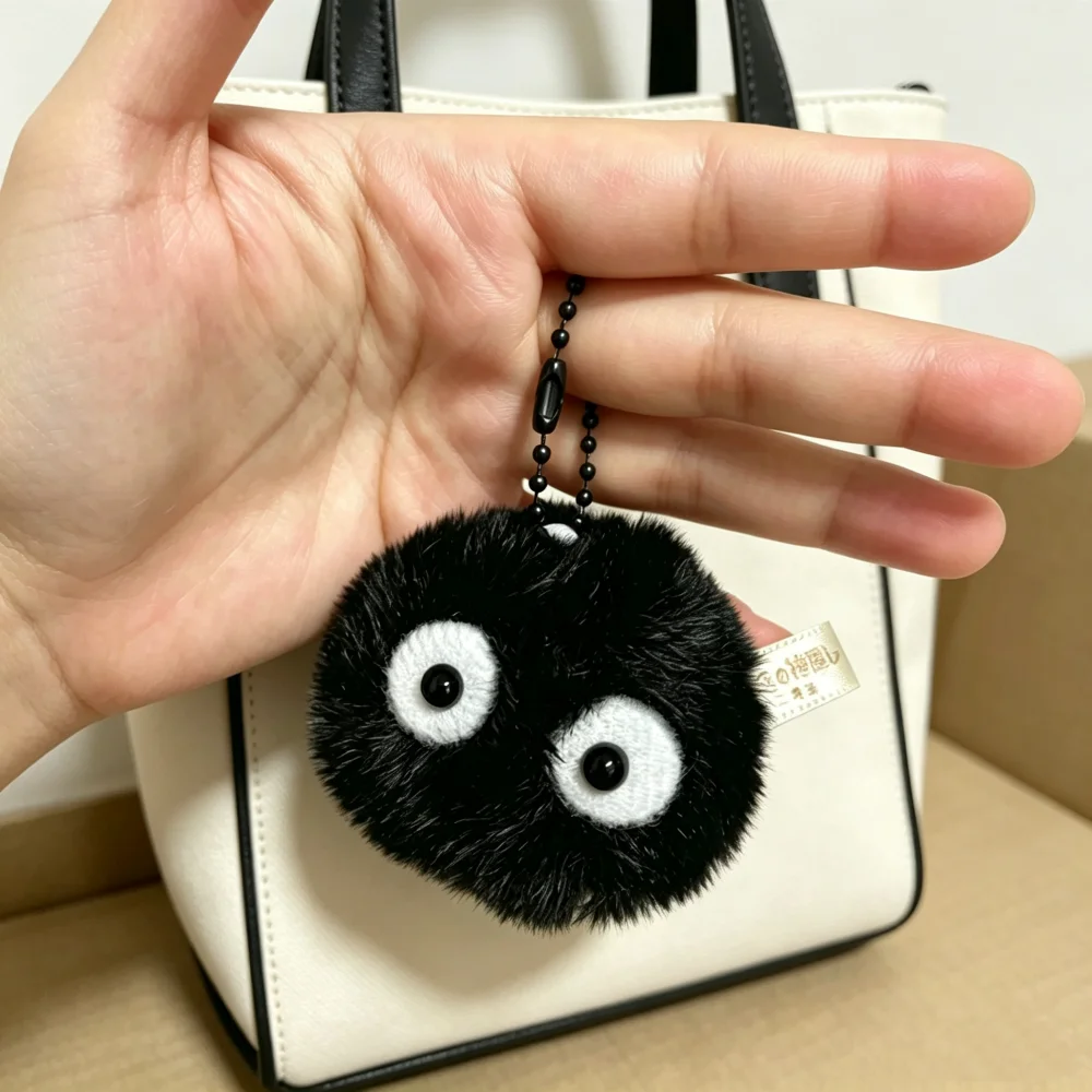 1/2/5/10pcs Coal Ball Figurines Keychains Accessories Cute Plush Black Coal Ball Cartoon Bag Pendants