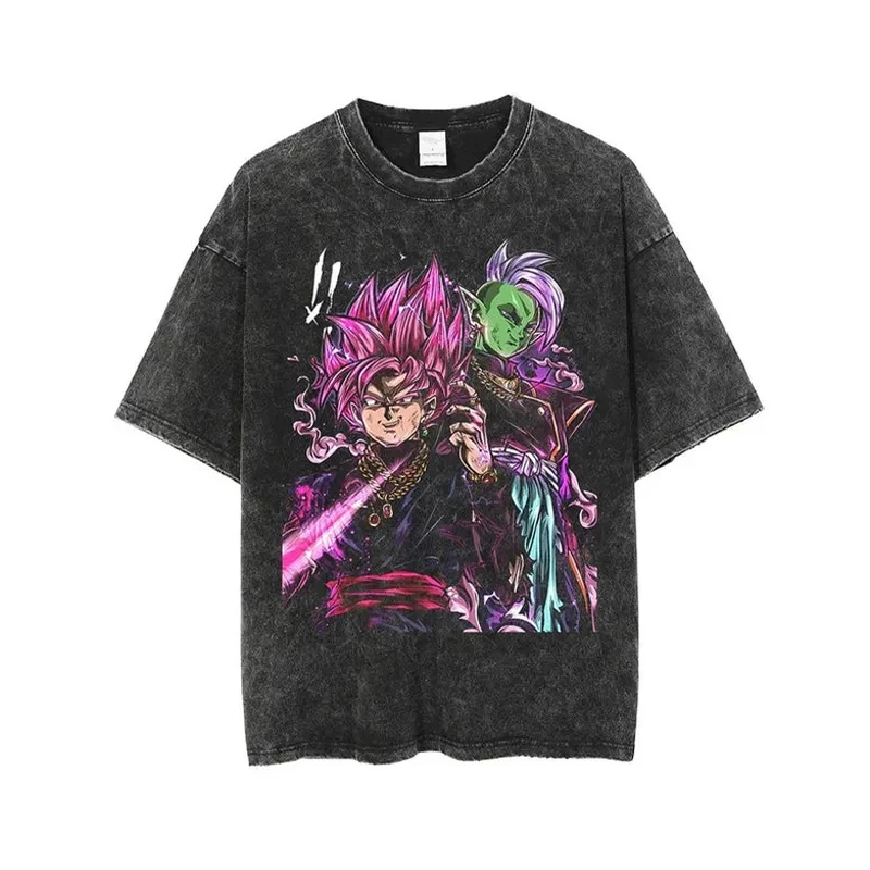 Camiseta Goku Black Rose Dragon Ball Z para Hombre, Estilo Vintage, Lavado Ácido, Oversize, Algodón, Super Saiyan Zamasu, Gráfico Anime, Streetwear 2026