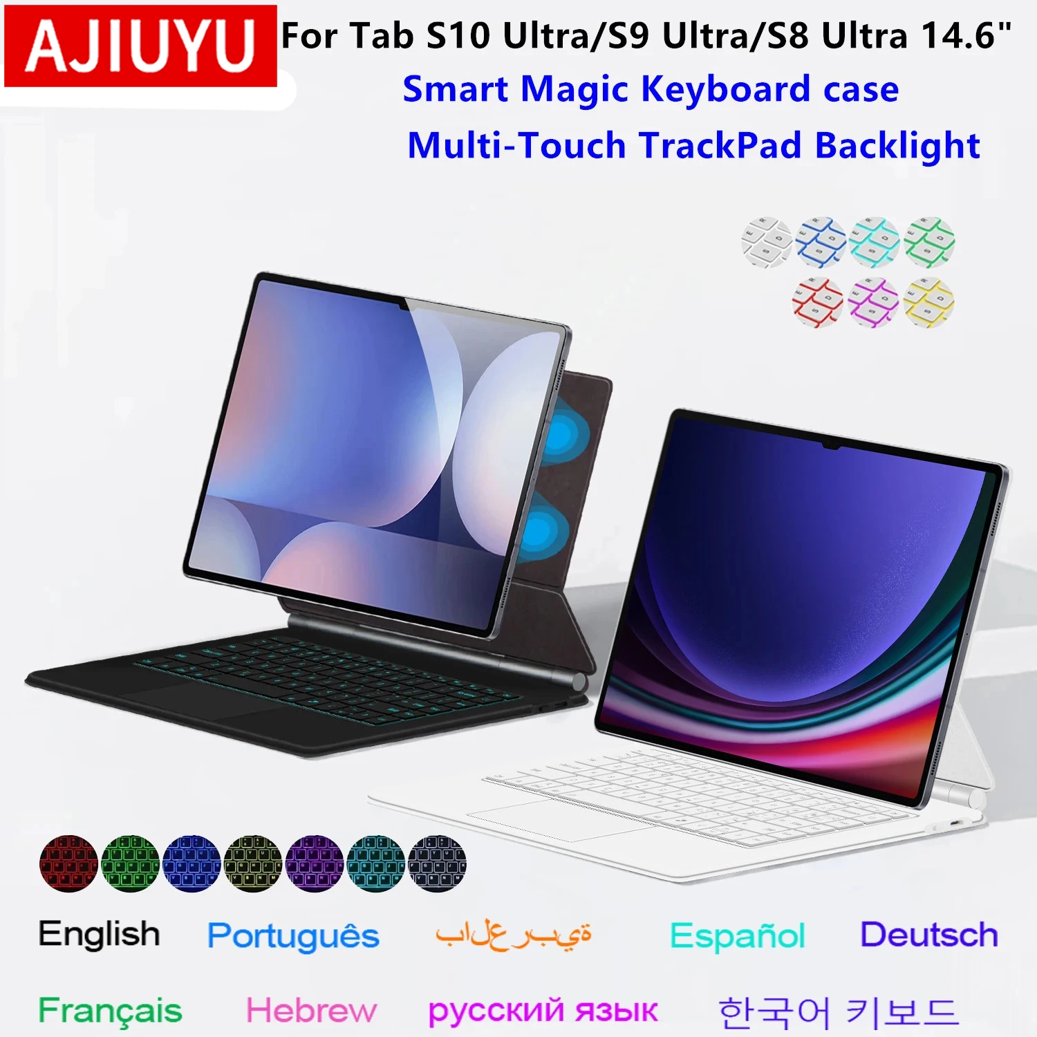 Magic Keyboard Case for Samsung Galaxy Tab S10 Ultra 14.6 inch S9 Ultra S8 Ultra Tablet Smart Magnetic Book Cover Folio