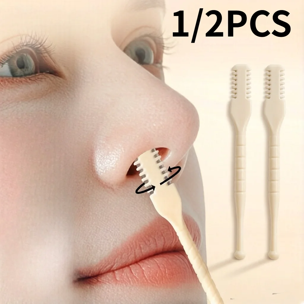 1/2pcs Manual Nose Hair Trimmer Set. 360° Rotating Trimmer, Double-Sided Blade,  Easy to Clean, Made of Plastic Material