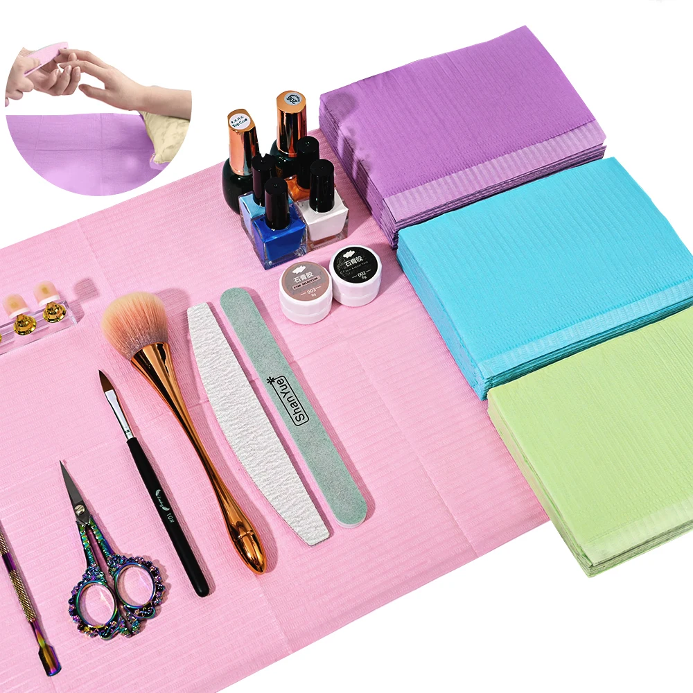 20Pcs Disposable Nail Table Towels Mat 3 Ply Tattoo Bib Sheet for Patient Dentist Medical Tray Cover Nail Table Manicure Napkin