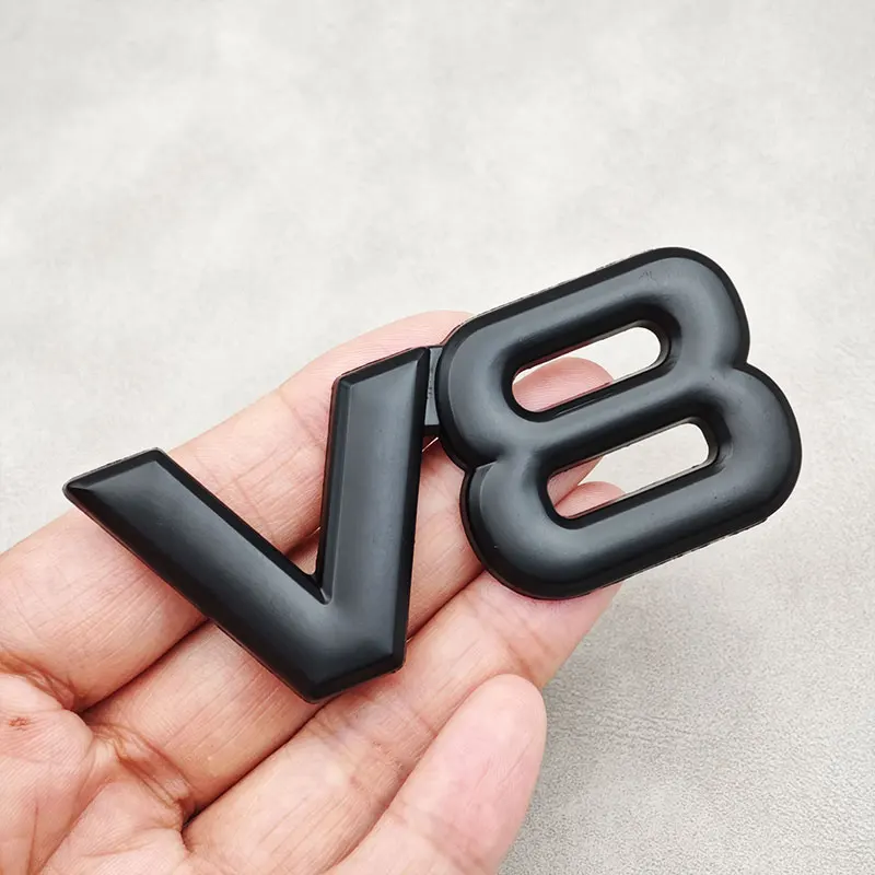 ثلاثية الأبعاد معدن كروم أسود V8 لاصق الشعار درابزين الجانب شعار السيارات الخلفي الجذع شارة لسيارة دراجة نارية SUV الملحقات