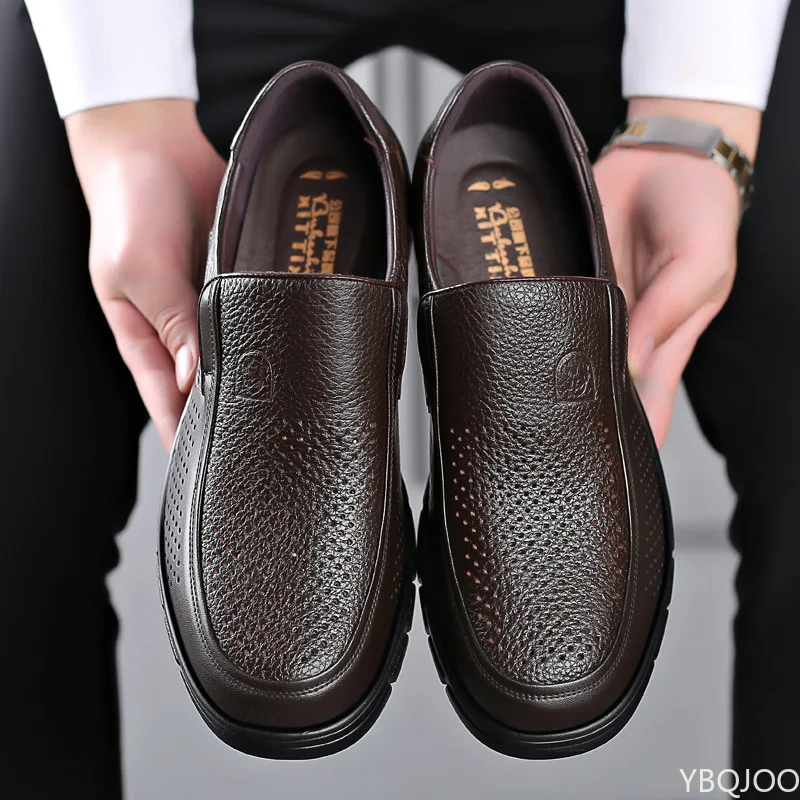 Handmade Shoes Genuine Leather Casual Shoes For Men Flat Platform Walking Shoes Outdoor Footwear Loafers Breathable Sneakers