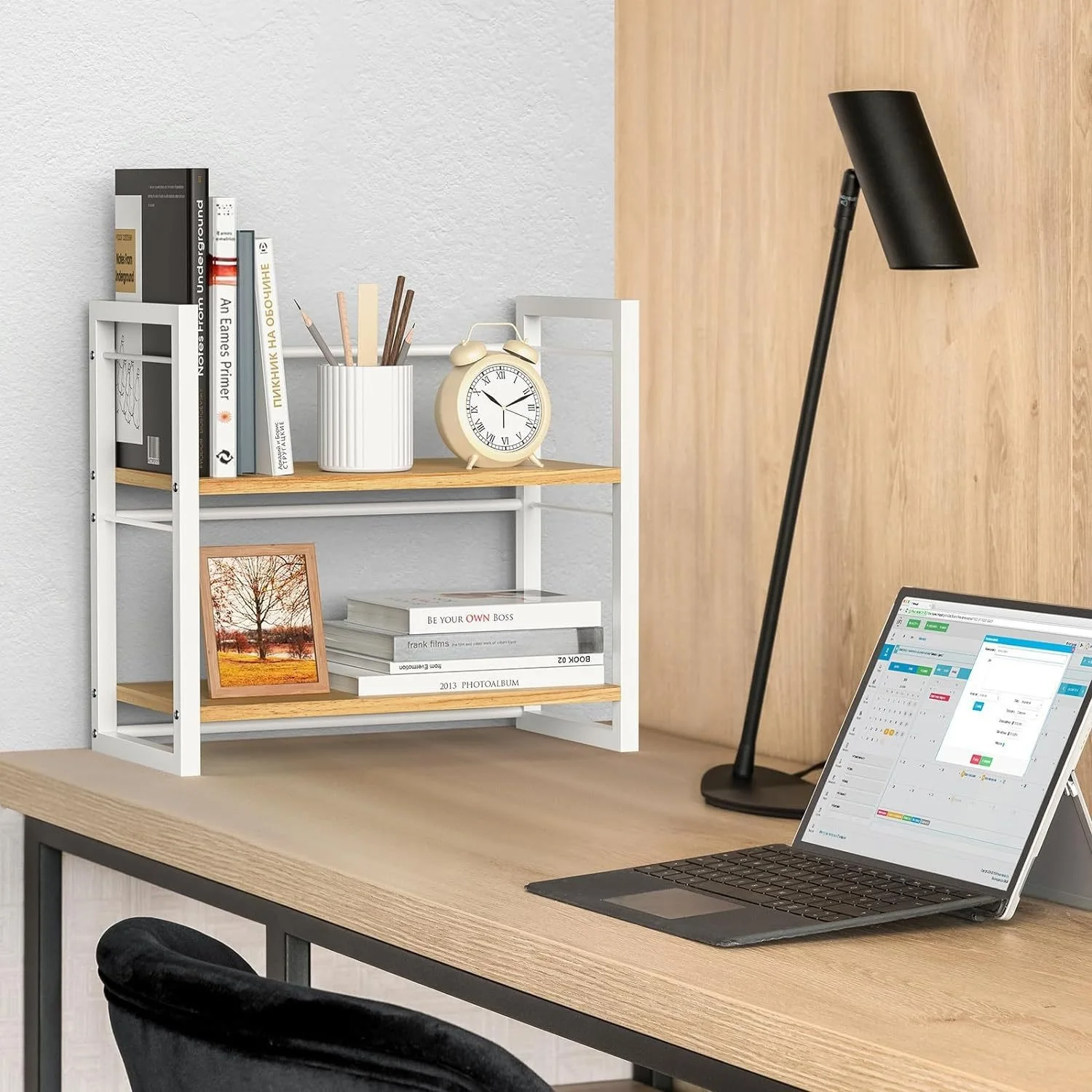 Double Layer Iron Desktop Storage Organizer No Drill Installation Shelf For Kitchen Office Countertop Books Storage Rack 3