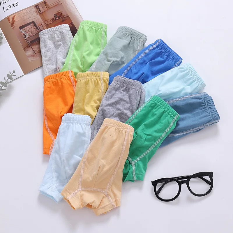 Sale New Delivery 6pc/lot Boys Boxer Shorts Panties Kids Children Solid Underwear 95% Cotton Students 110-160 2-9 Year Boy Pant