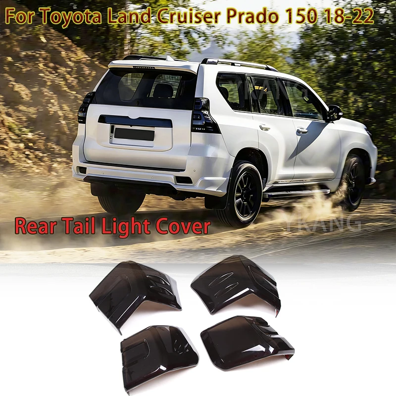For Toyota Land Cruiser Prado 150 18-22 ABS Blackened Car Rear Tail Light Shell Brake Lights Shell Tail Lamp Cover Mask