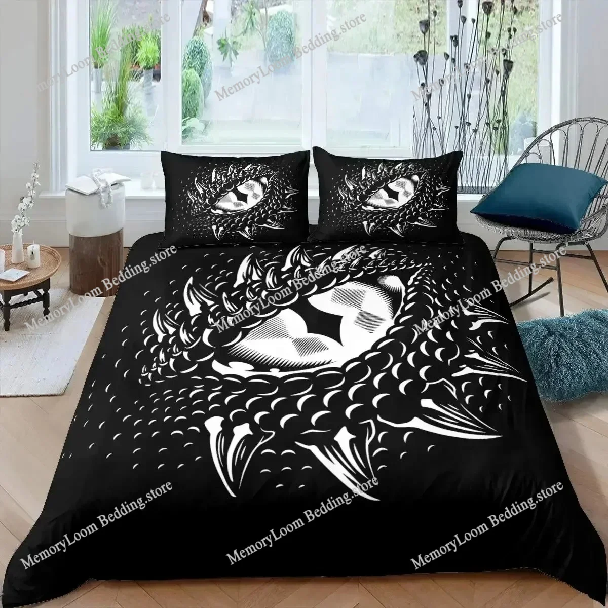 3D Print Fire Dragon Duvet Cover Set Magical Dinosaur Bedding Set Jungle Animals Wildlife Style King Size Polyester Quilt Cover