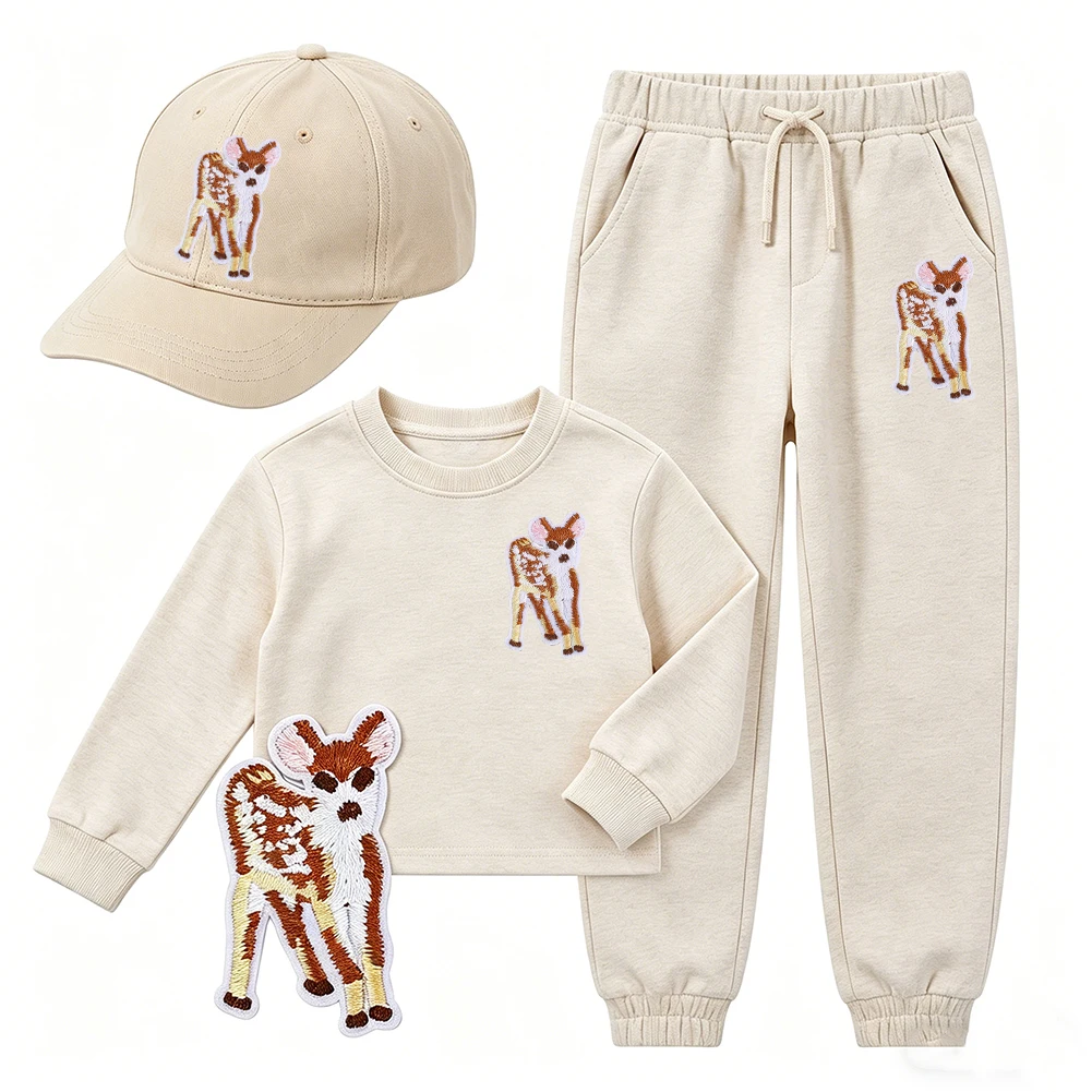 Mini Deer Iron on Patch Cute Fawn Embroidered Applique Suitable for Kids Clothing Hats Bags and DIY Projects Casual Accessories