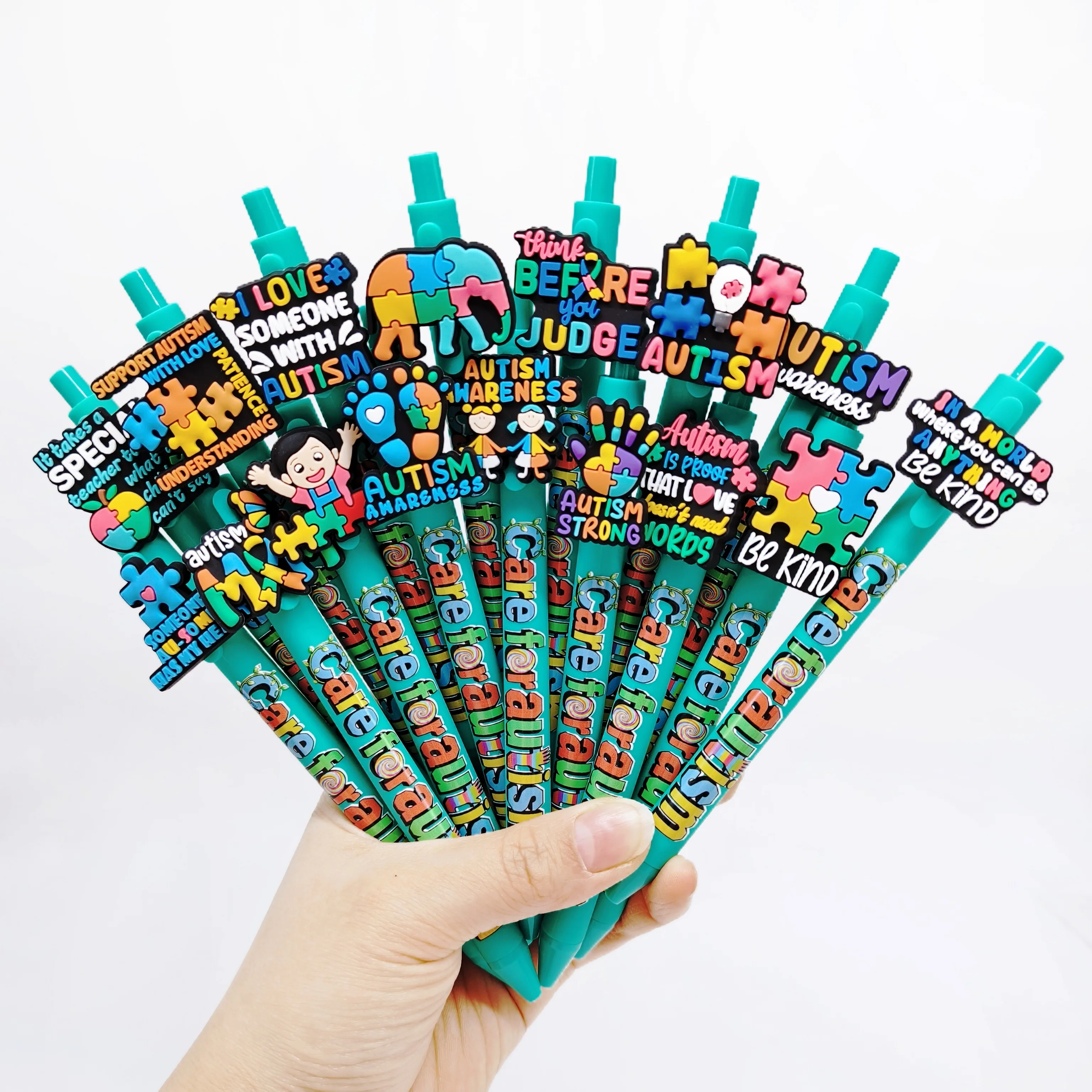

8pcs/15pcs Love for Autism Theme Ballpoint Pen Autism Psychology Series Ballpoint Pen Daily Office and Learning Stationery