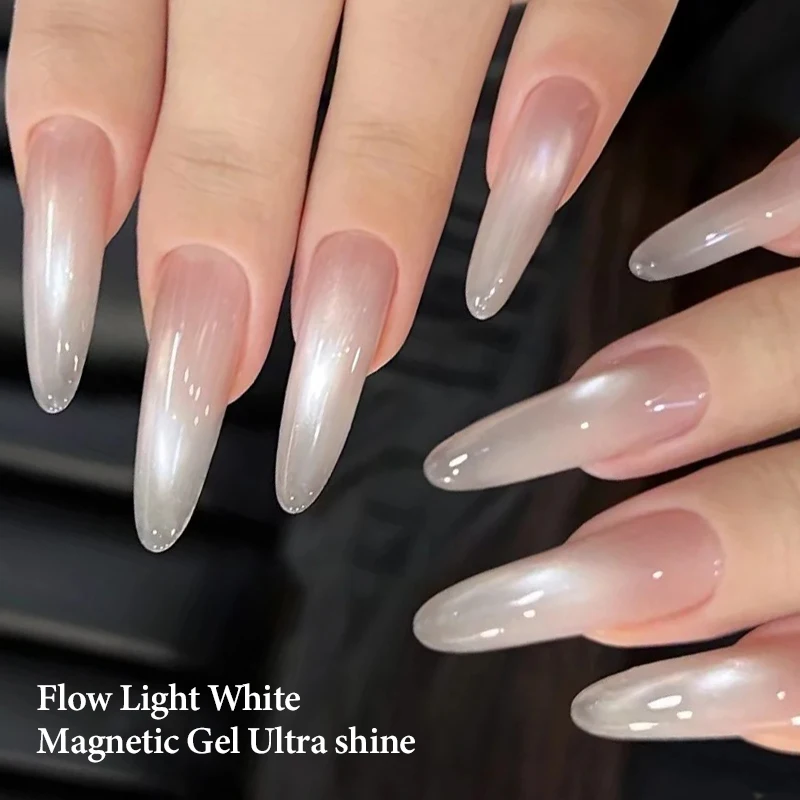 10 مللي تدفق ضوء الخزف الأبيض القط العين هلام البولندية الترا تألق المجسم بريق المغناطيسي المجرة تأثير مسمار الغراء هلام مسمار #3