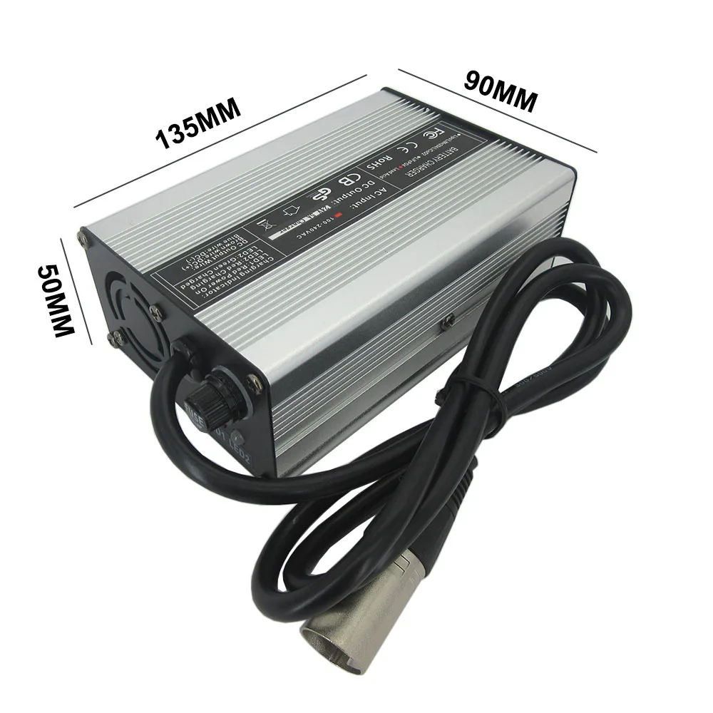 24 Volt 5A Lead Acid Fast Charger 24V 28.8V RV Golf Cart 20AH 30AH Battery Charger 12V*2 Aluminum Case XLRM 1+ 2- IEC C13