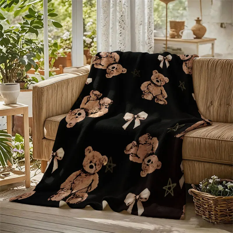Vintage Teddy Bears Brown Flannel Blanket Perfect for Sofa Office Bed Travel Sleep Read Relax Camping Four Season Use