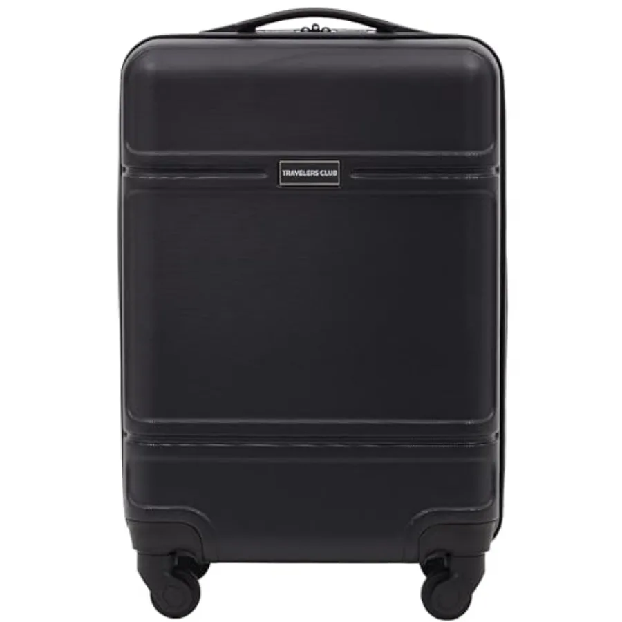 

Travelers Club Skyline 22 Carry-On Spinner Luggage Black for Travel with Lightweight Polycarbonate Shell and Smooth-Rolling Dua