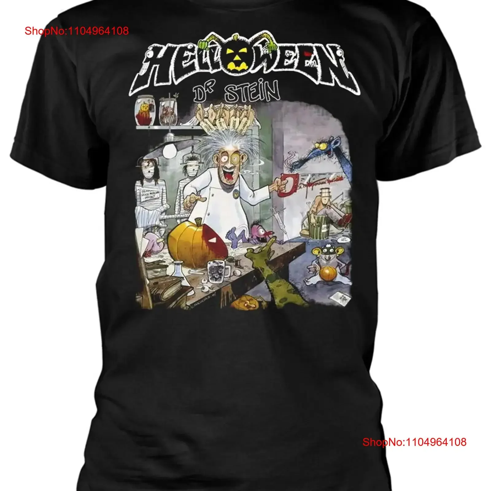 

Helloween Dr Stein Black T Shirt NEW OFFICIAL vintage Washed Casual Breathable Versatile fashion Comfortable homme streetwear