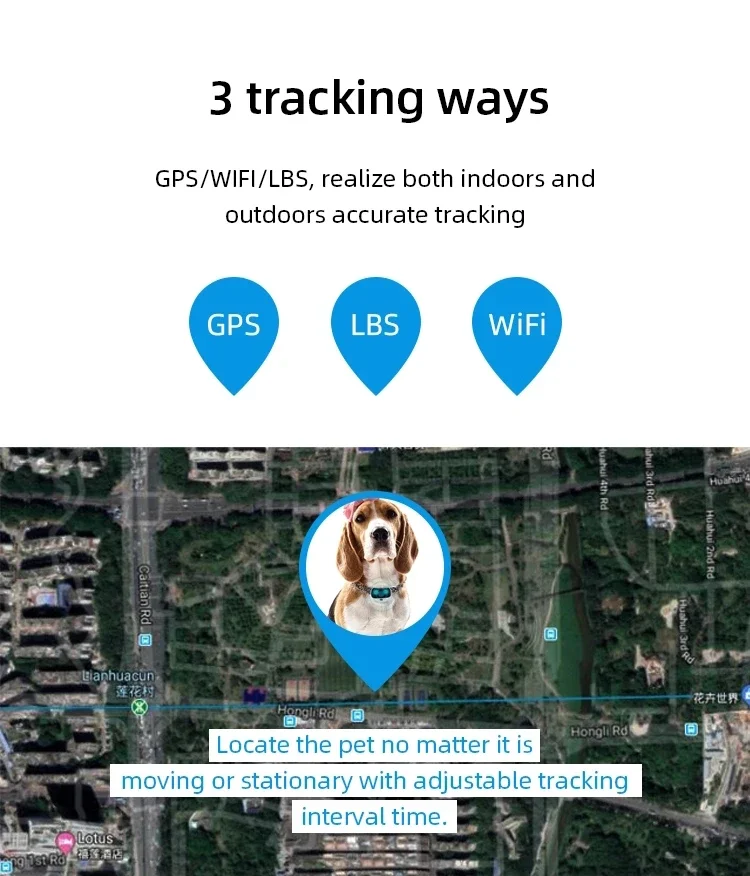 Anti Theft Gps Pet Tracker 4G Dog Cat Collar Tracking Device with Real Time Software Platform Mini