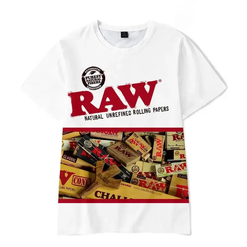 موضة الخام السيجار التبغ سلسلة تي شيرت مطبوع كامل للرجال ثلاثية الأبعاد كول الشارع الهيب هوب تيز موضة حجم كبير رقبة مستديرة Y2k القمم