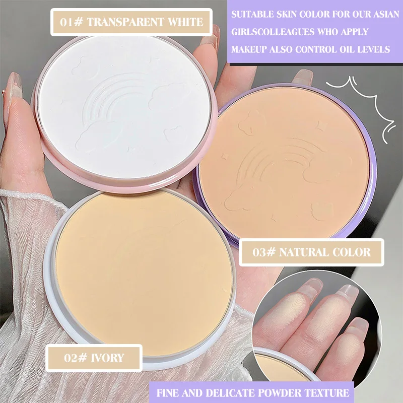 1Pcs Cartoon Matte Oil Control Pressed Powder Natural Makeup Setting Powder High Gloss Concealer Powder Brightening Skin Color