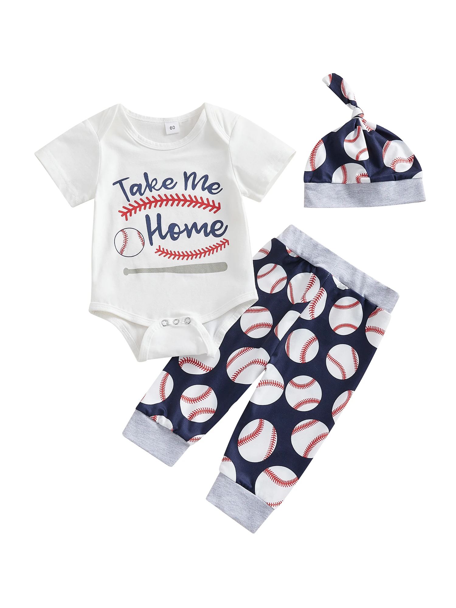 Newborn Baby Boy Baseball Outfit New Player in Town Romper Baseball  Jogger Pants 3Pcs Coming Home Outfit