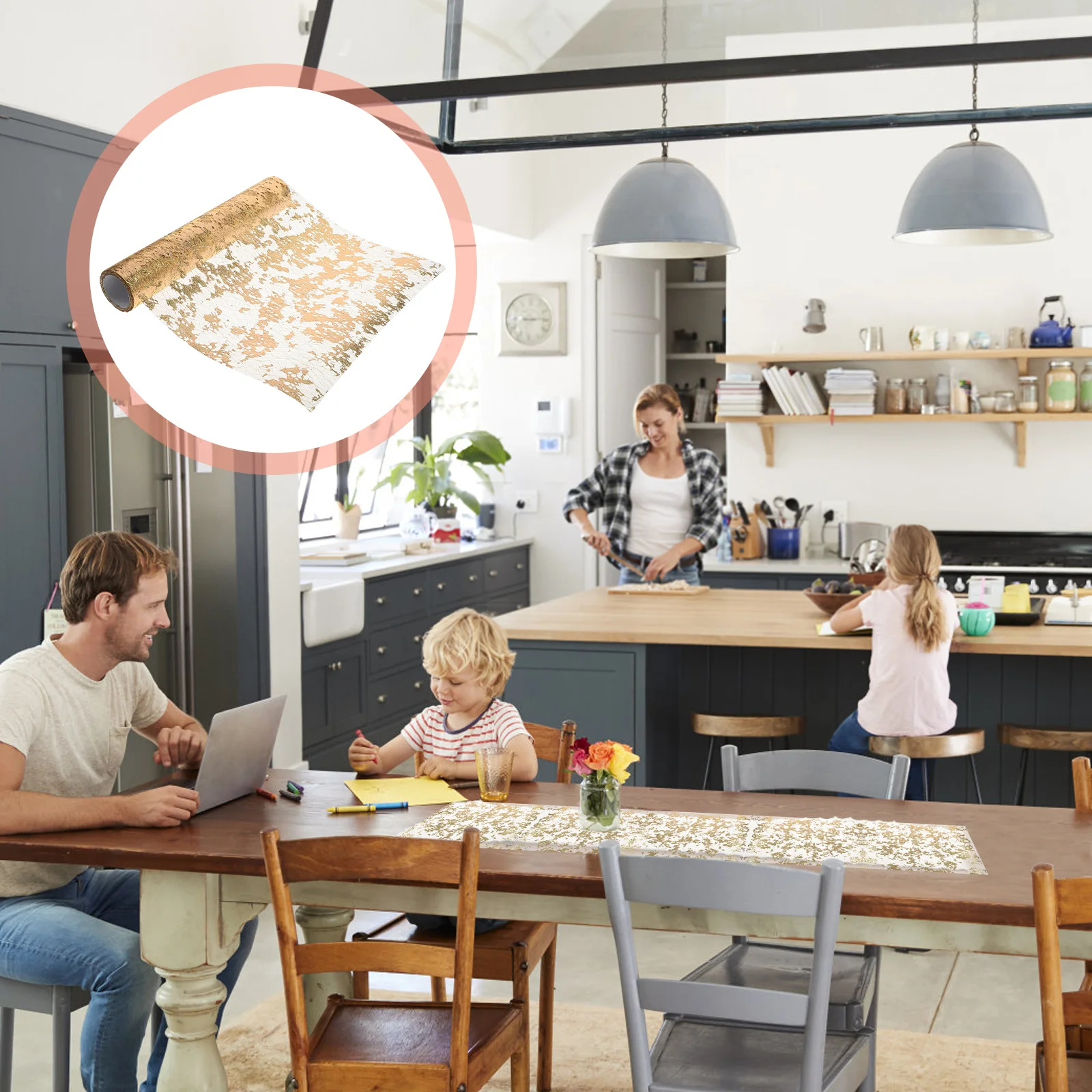 

Bronzing Table Runner Polyester Wear Resistant Wedding Dining Table Decor Floral Wrapping Mesh Elegant Shimmer Golden Birthday