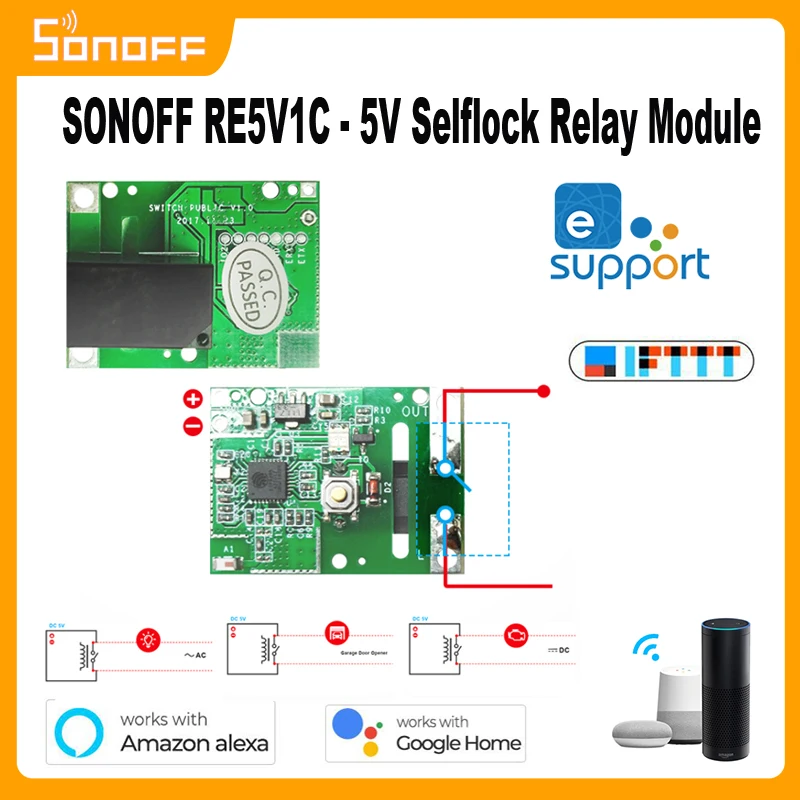 SONOFF Smart Wifi Switch 5V DC DIY Wireless Remote Switch Relay Module Smart Home Work With Alexa/Google Home/eWelink