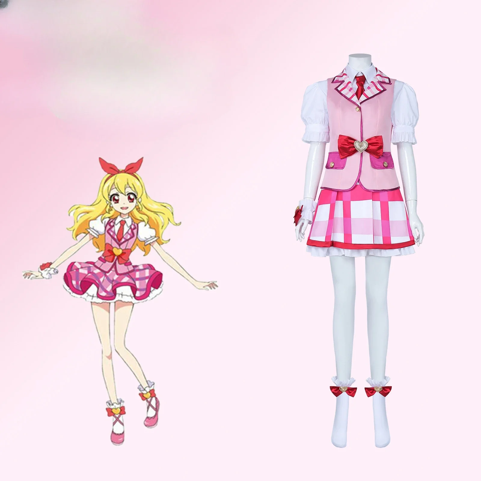 Anime Aikatsu Cosplay Hoshimiya Ichigo Cosplay Costume Pink Lolite Dress Hoshimiya Ichigo Women Halloween Christmas Uniform Suit