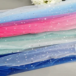 10yards Rainbow Tulle Mesh Fabric With Star Moon Sequins for DIY Baby Shower Dress Bridal Veil Tutu Skirt Wedding Brithday Party