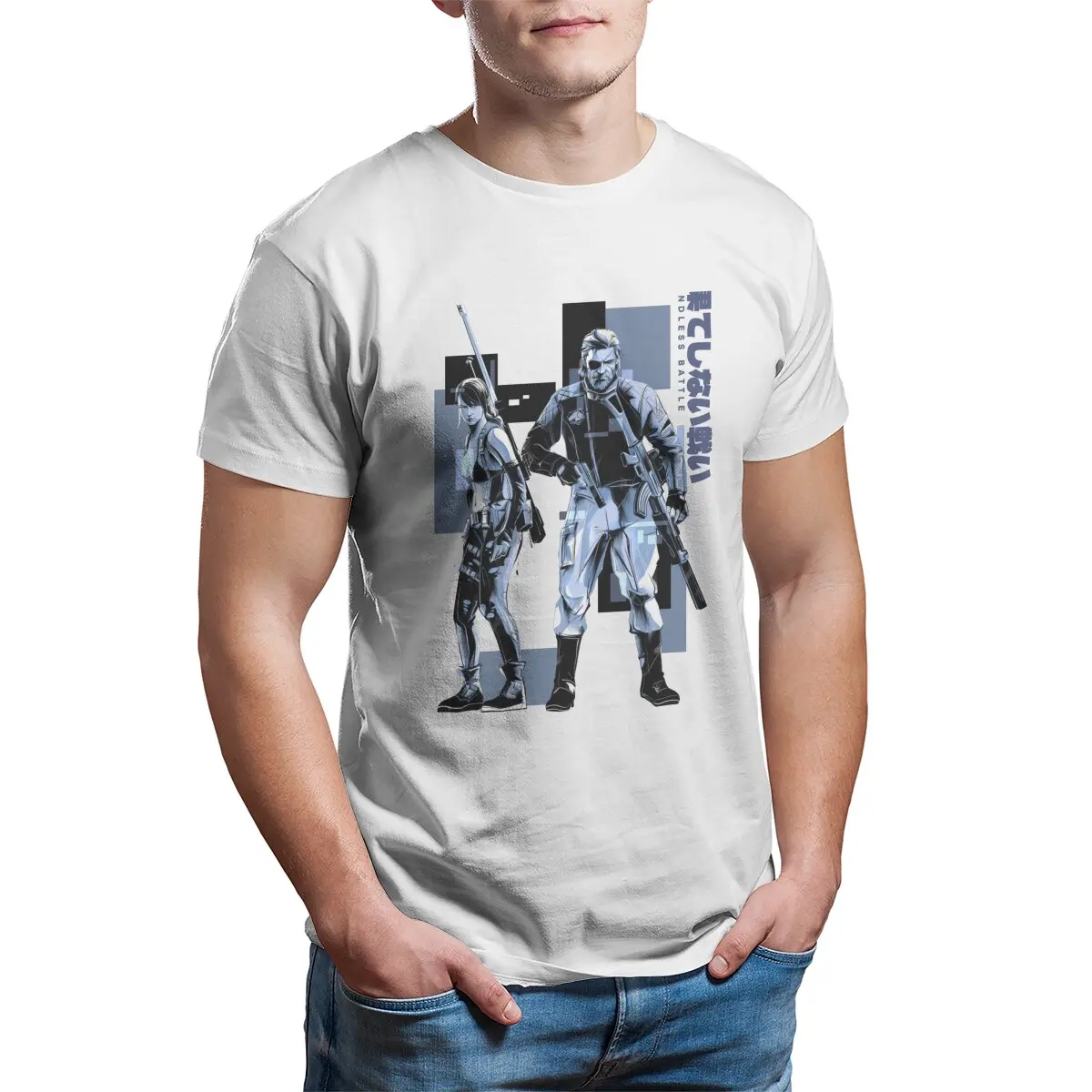 Boss ft.Quiet (Yoji Shinkawa's Style) V2  Metal gear solid mgsv phantom pain big boss  100% Cotton Large size men's clothing