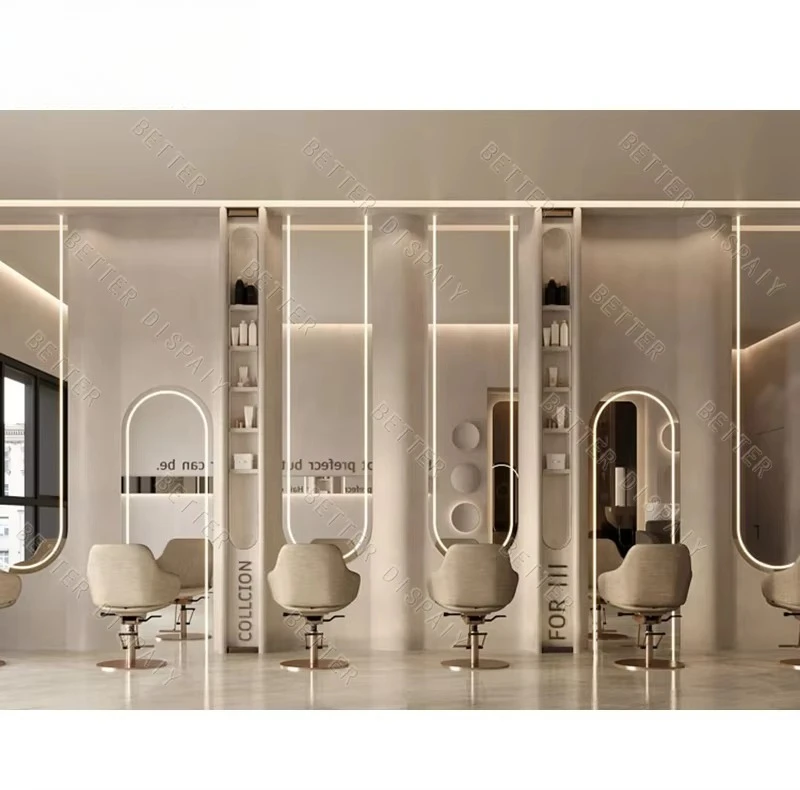 Modern Beauty Salon Interior Design Customized Durable Barber Shop Station With Light Luxury Beauty Salon Decoration