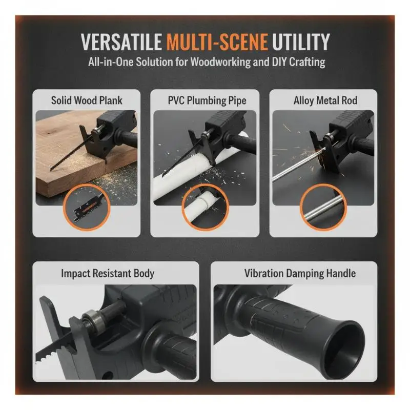 Portable Reciprocating Saw Adapter Electric Drill Modified Electric JigSaw Curve Saw Power Tool for Wood PVC Steel Pipe Cutting