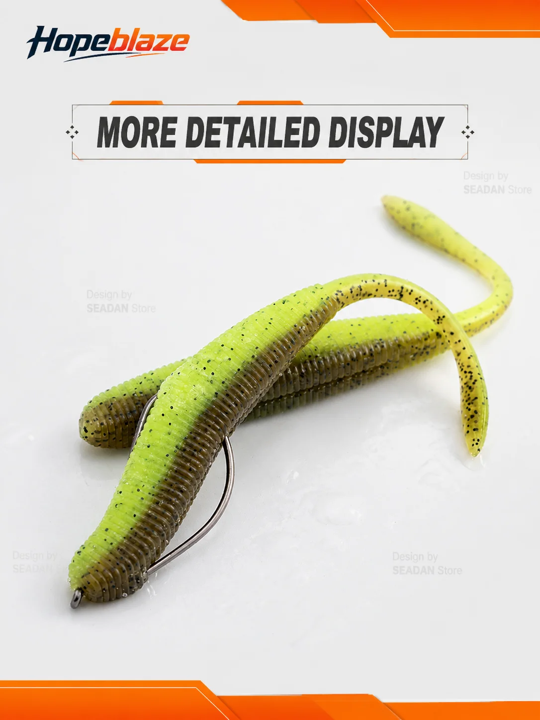 Hopeblaze Salziger Pin-Tail-Wurm Weichköder 7,5/10cm PVC Gerippter Swimbait für Barsch, Schlangenkopf, Süßwasser, Texas Rig Angelköder – Detail 7