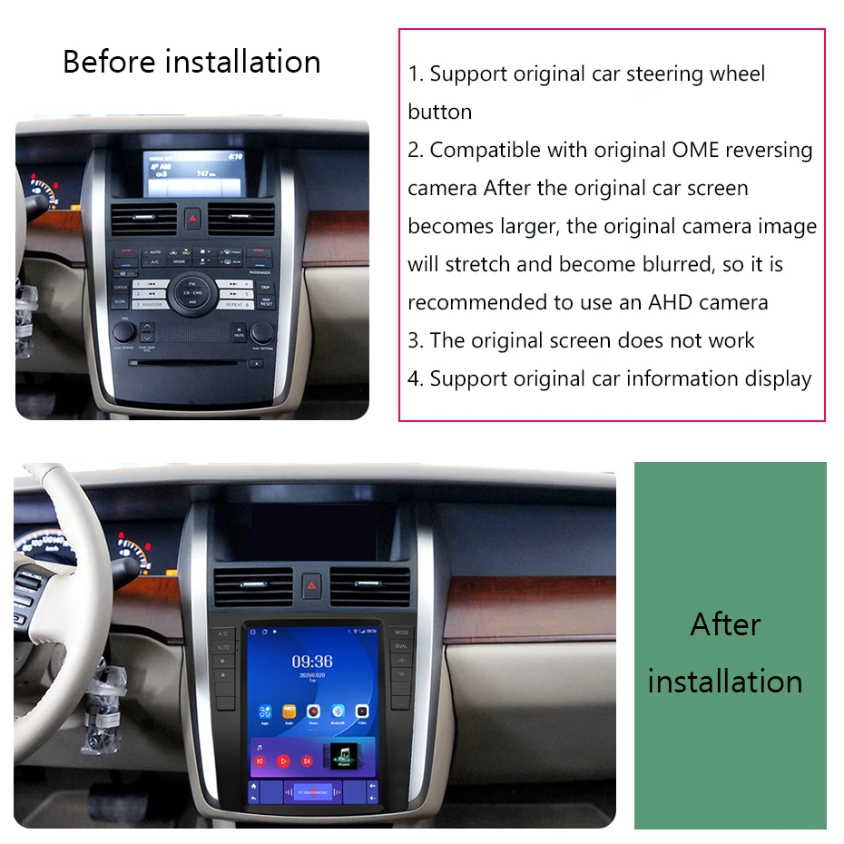 For Nissan Teana 2003 - 2007 Android 10 Octa Core 6+128G 9.7 inch Car Multimedia Player Stereo Receiver Radio Car radio