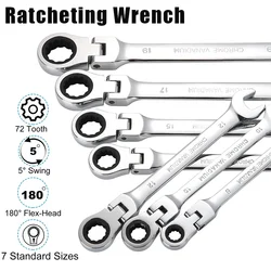 Chiave a cricchetto con testa girevole flessibile chiave per Garage strumento manuale metrico 6mm-32mm per riparazione auto e casa 1 pz