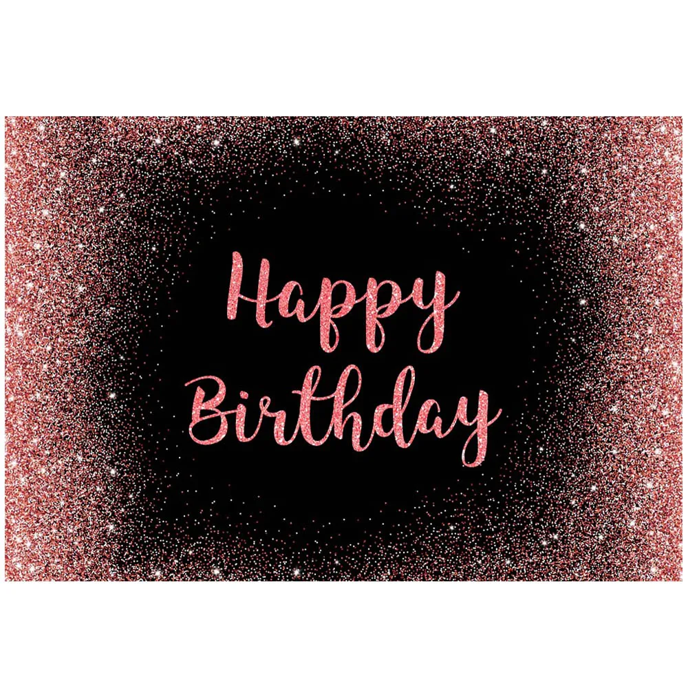 Mocsicka-Fondo de feliz cumpleaños para mujer y niña, cartel personalizado negro, lunares rosas brillantes, decoración de fiesta de cumpleaños