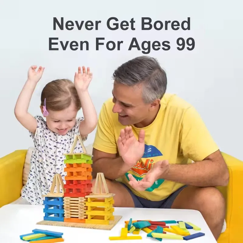 Mideer 100 pçs blocos de arcimedes brinquedos de construção casa modelo colorido bloco cidade de madeira brinquedo blocos de madeira para crianças 3y +