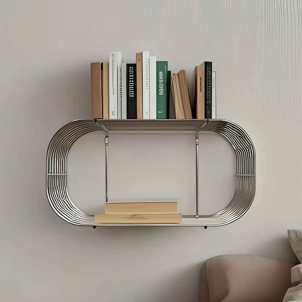 1pc Nordic-Style Metal Wall Shelf with Instagram Vibe - 68.58cm Tall Freestanding Art Bookcase, No Assembly Required