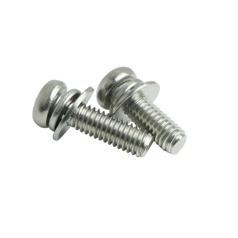 304Stainless Steel M5 Metric Thread Cross Round Head Three Combination Bolts Three Combination Screws With Washers 20 Pieces