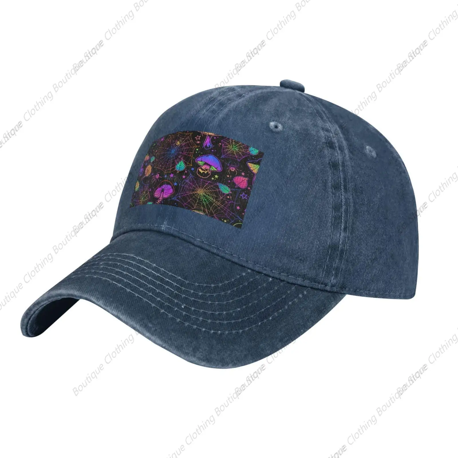 Colorful Mushrooms Cobwebs Vintage Denim Cowboy Baseball Cap Dad Hat Men Women Adjustable