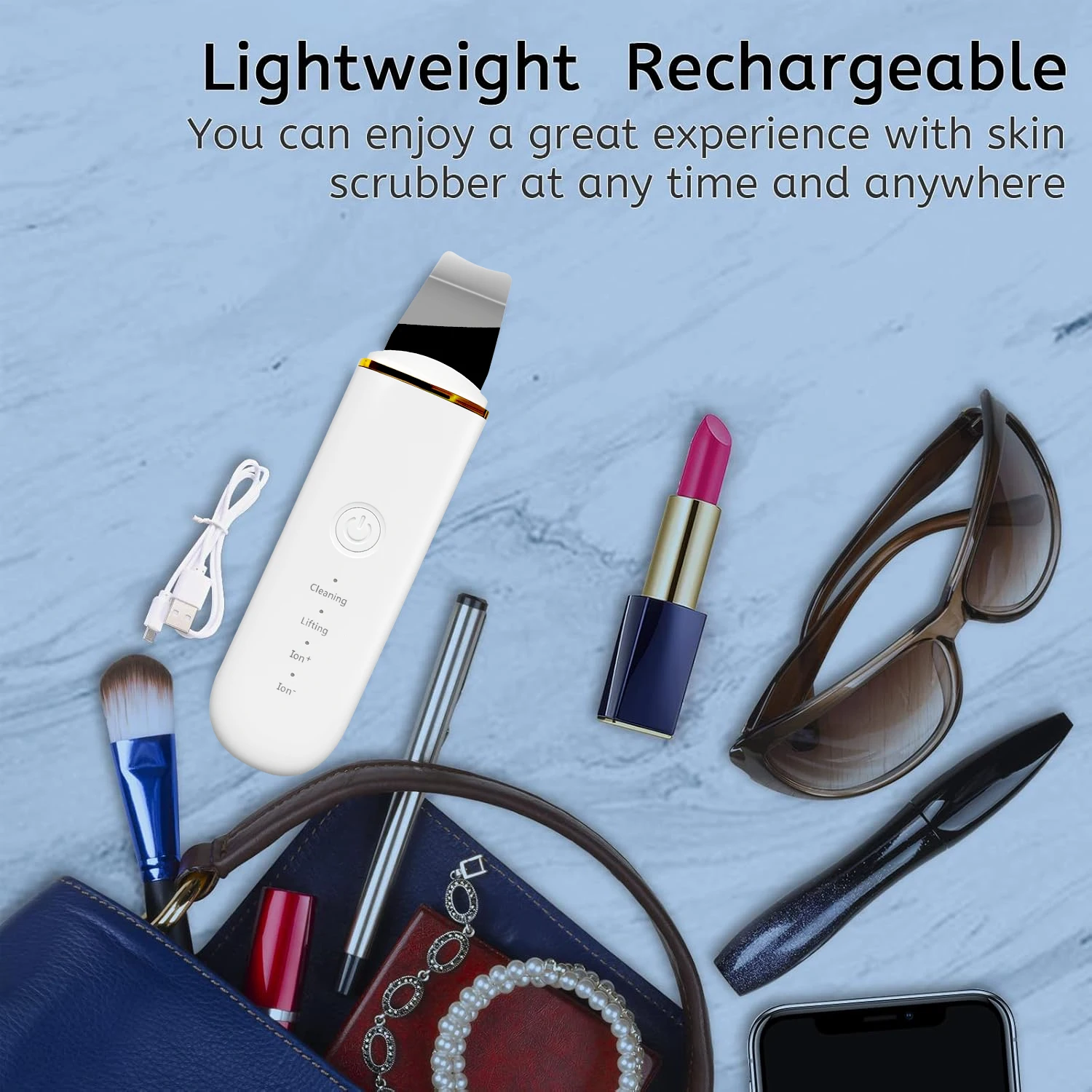 スマートライブラリーワイヤレス黒ずみ除去毛穴クリーナー充電式スクラバー防水電動フェイススパチュラ4モード付き