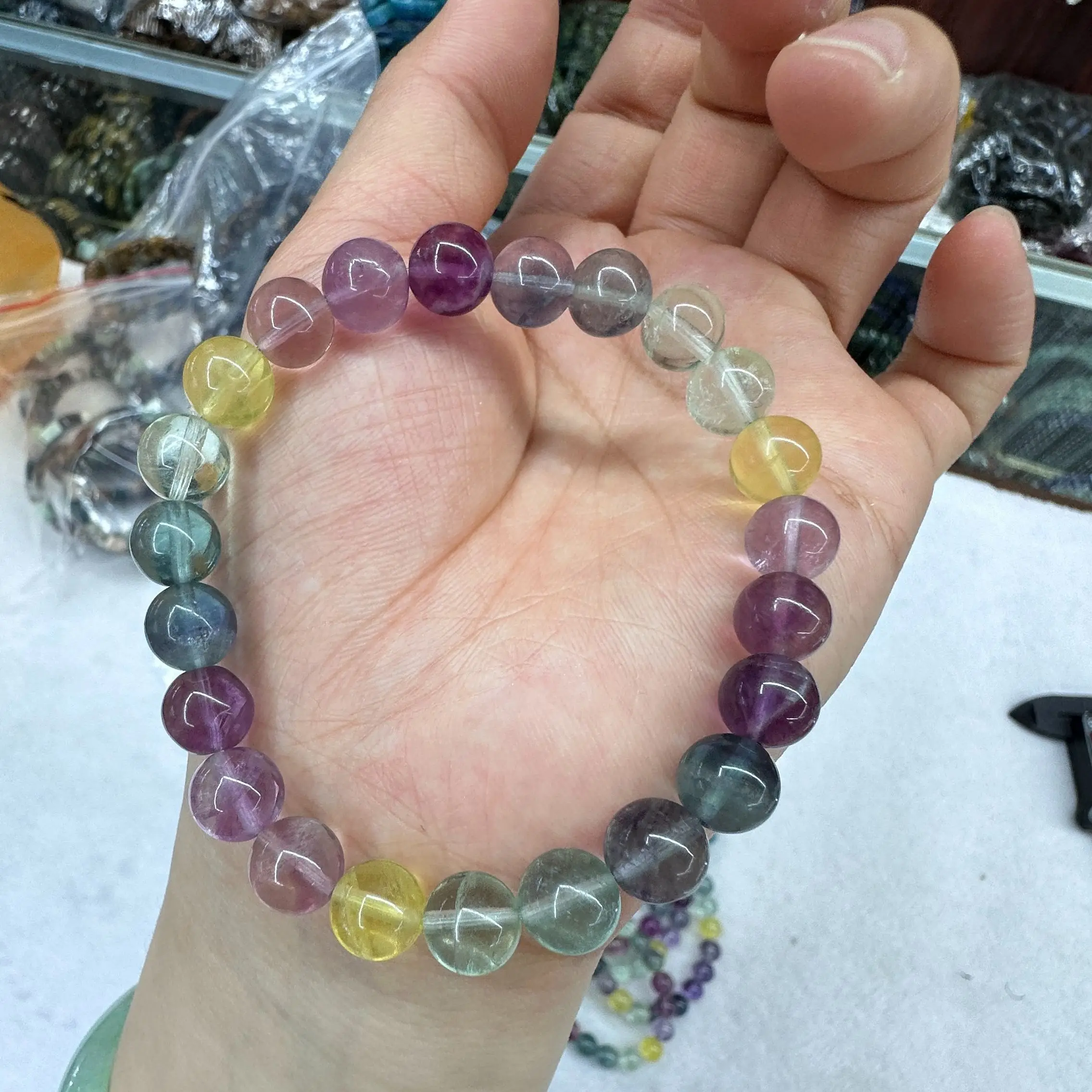 AAA Natural Blue purple yellow green fluorite bracelet  Gemstone Bangle jewelry for women for gift wholesale!