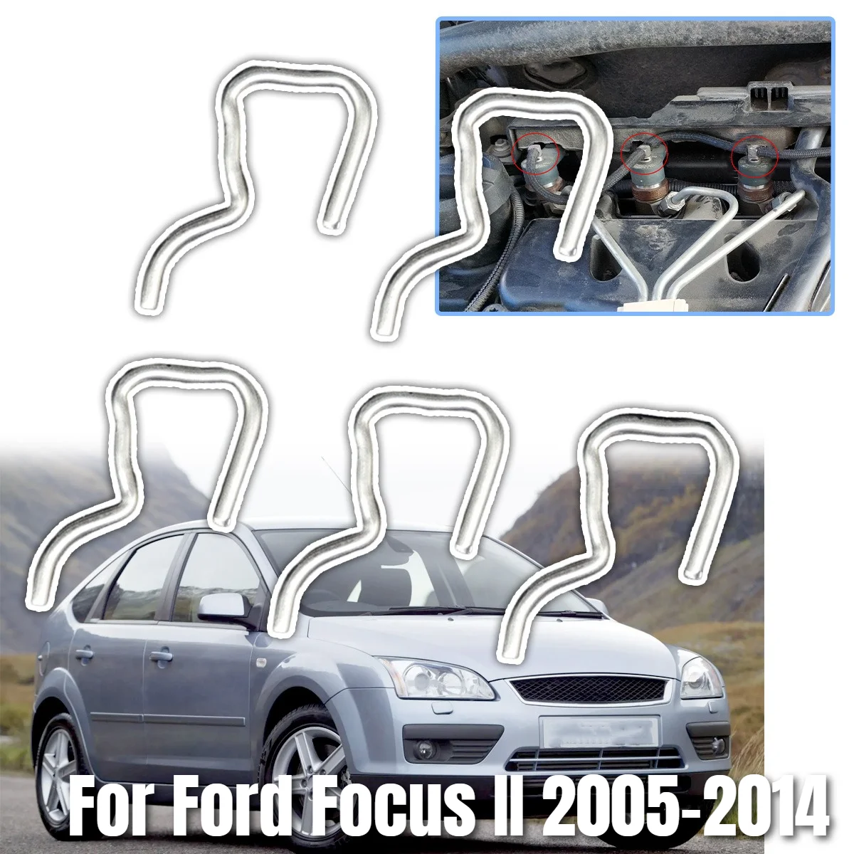 Car Common Rail Injection System Replaces Clamp Leak Off Pipe Return Clip Replacement For Ford Focus II 2005 2006 2007 2008-2014